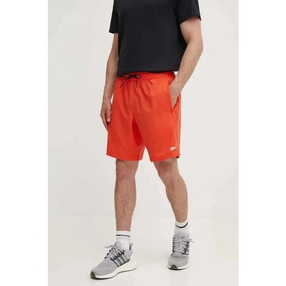 10. Reebok Woven NWT Moisture-Wicking 9" Drawstring Shorts Dynam Red/White - Picture 2 of 4